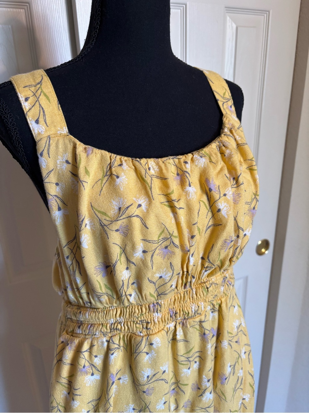 dip Yellow Floral Maxi Dress with Smocked Waist and Wide Straps size L - Picture 4 of 5